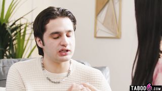 Busty stepmom MILF makes stepson reconsider his marriage plans