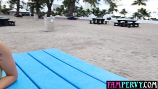 Big tits Latina teen stepsister seduces big dick stepbro outdoors