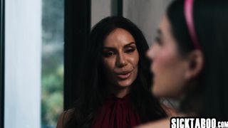 Big tits MILF enjoys hot pussy licking by petite teen before threesome
