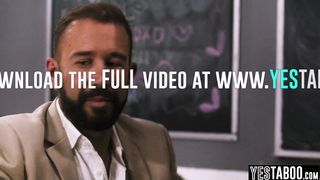 Cunning teacher fuck lesbian Latina teen and tiny GF in classroom