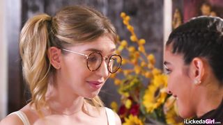 Lesbian teen confessed then fucks her petite best friend