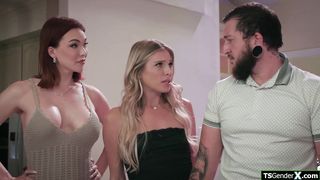 With his new pussy and the shemales new dicks they all fuck