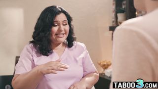 BBW latina MILF masseuse Karla Lane sliding on her clients throbbing cock